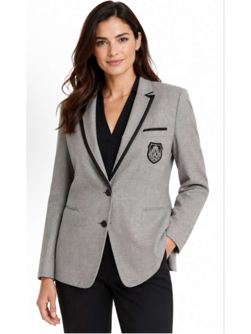 NWT THE KOOPLES Crest Gray & Black Blazer Standard Size 4/36